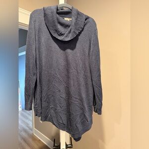 Joan Vass Deep Blue Cowl Neck Sweater